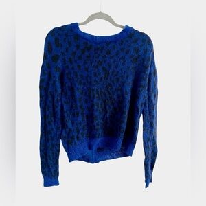 The Kooples Blue Leopard Mohair Print Sweater, size small
